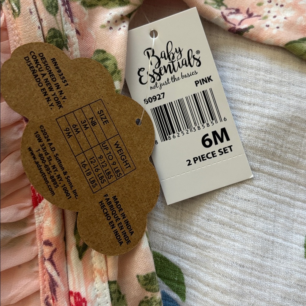 26. Baby Essentials Pink Floral Footie - Picture 2 of 3